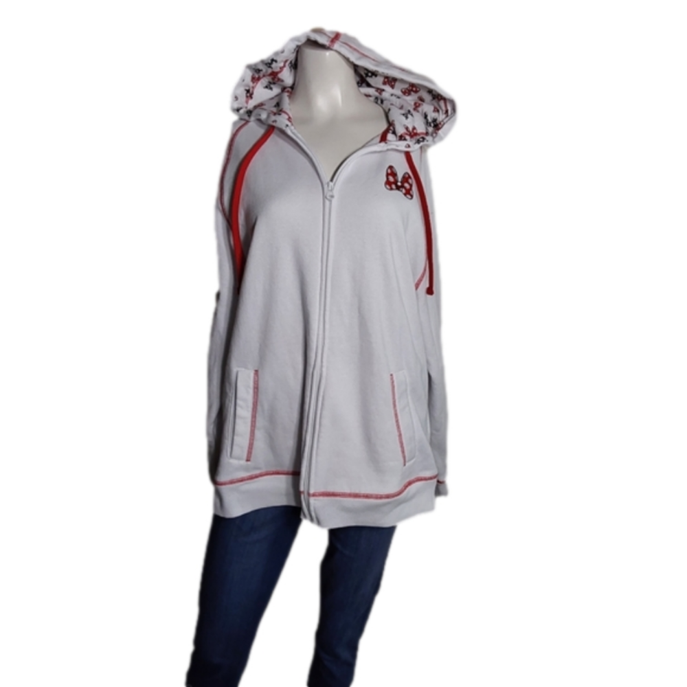 DISNEY MINNIE MOUSE ZIPPER UP ‎ LIGHTWEIGHT HOODED JACKET SIZE XL